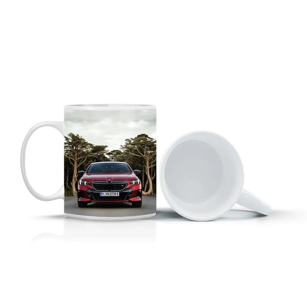 BMW i5 M60 Red Sedan Forest Road – Mugs