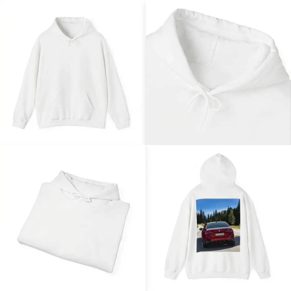 BMW i5 M60 Red Sedan Mountain Road – Hoodies