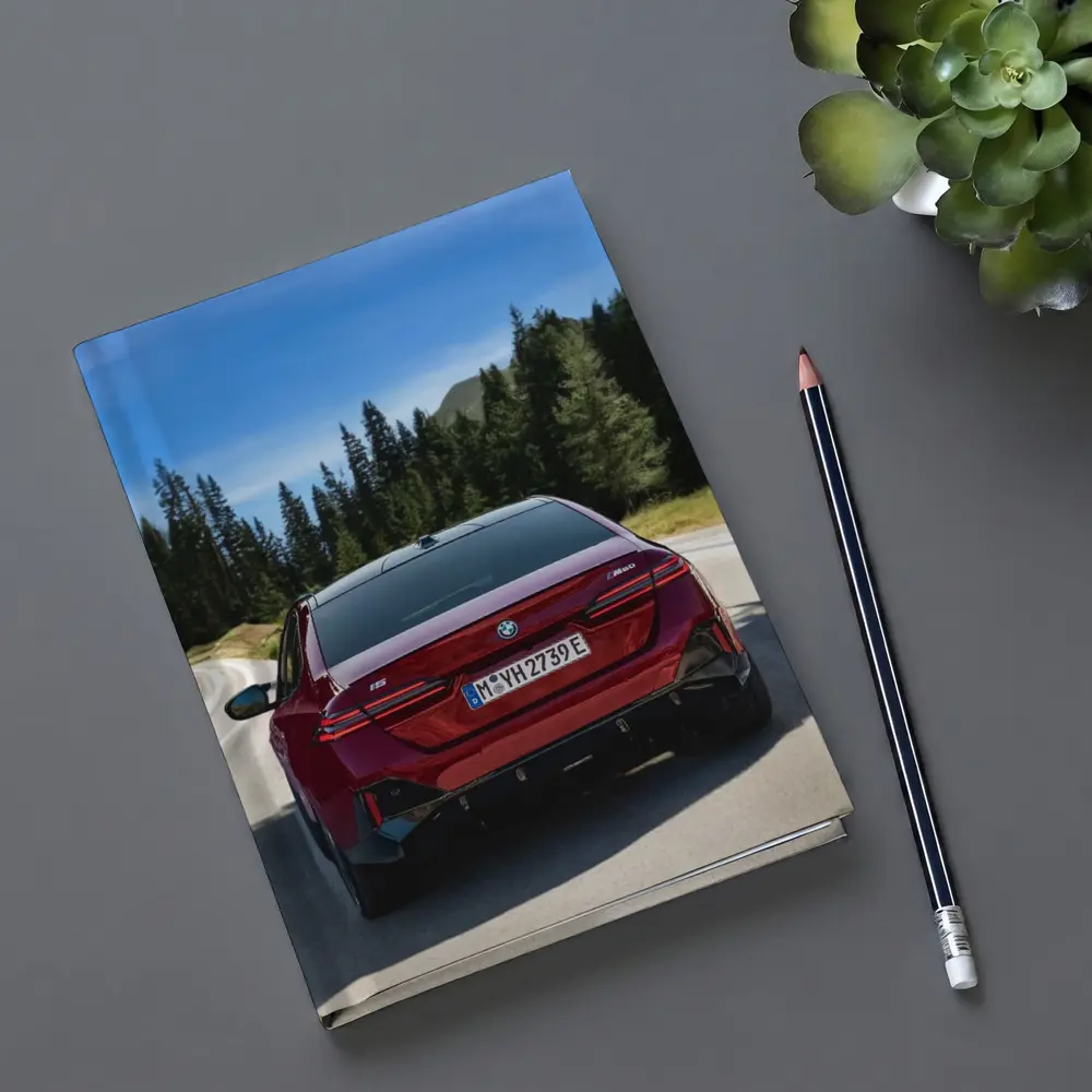BMW i5 M60 Red Sedan Mountain Road – Notebooks