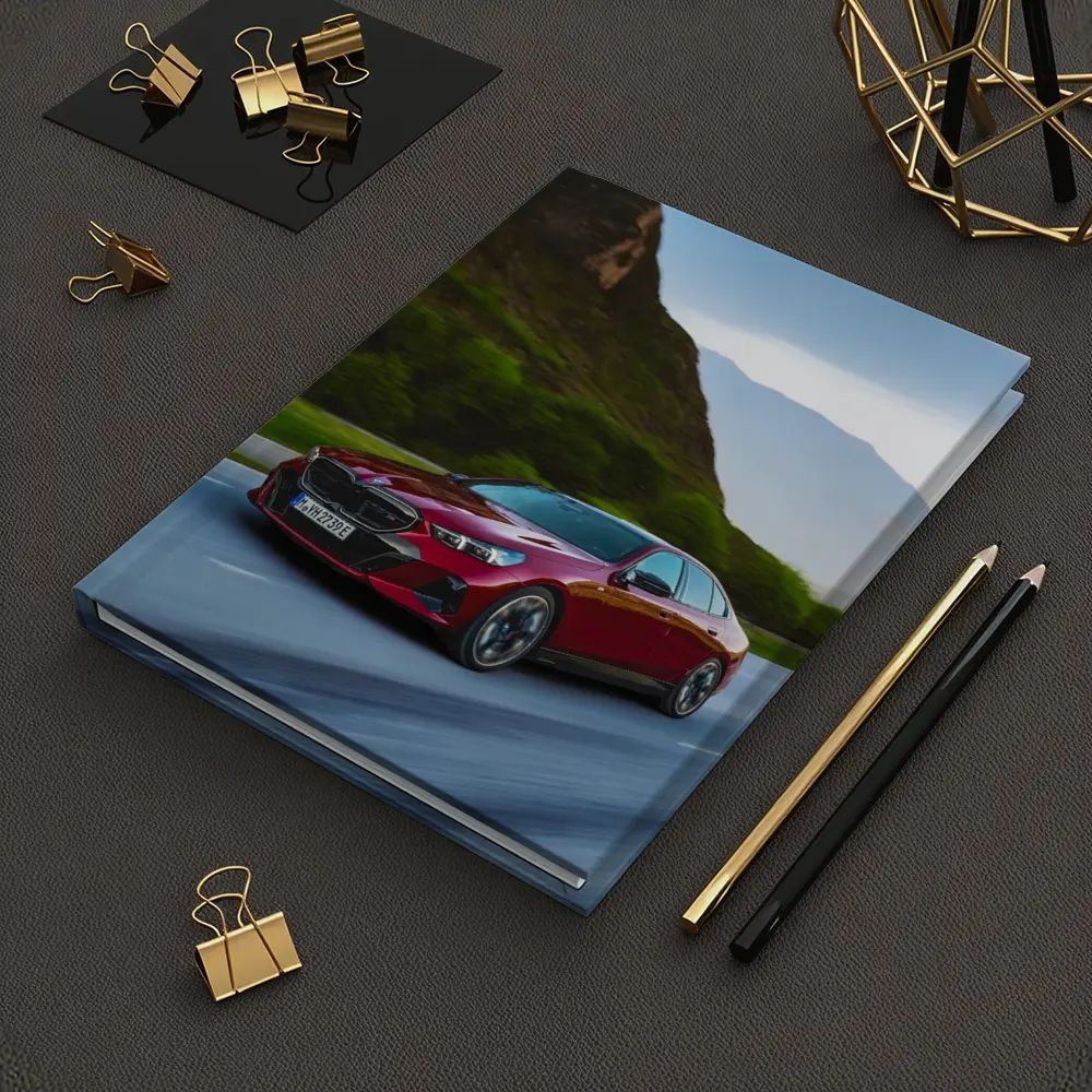 BMW i5 M60 Red Sedan Mountain Road – Notebooks