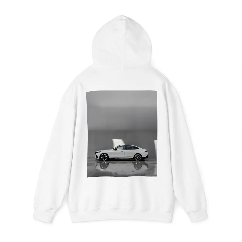 BMW i5 Sedan White Minimalist Concrete Setting – Hoodies