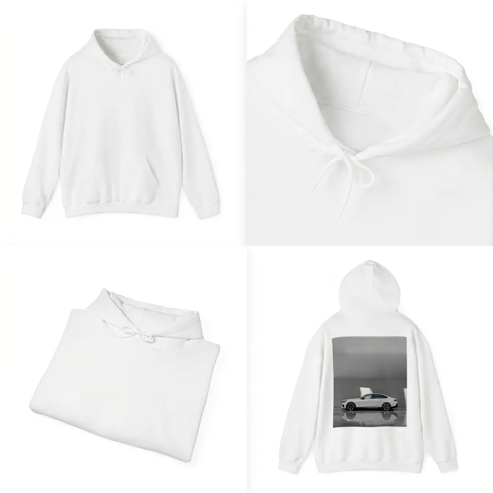 BMW i5 Sedan White Minimalist Concrete Setting – Hoodies