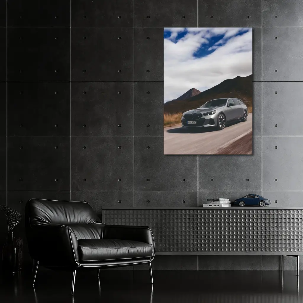BMW i5 Touring Gray Mountain Road Drive – Wall Art