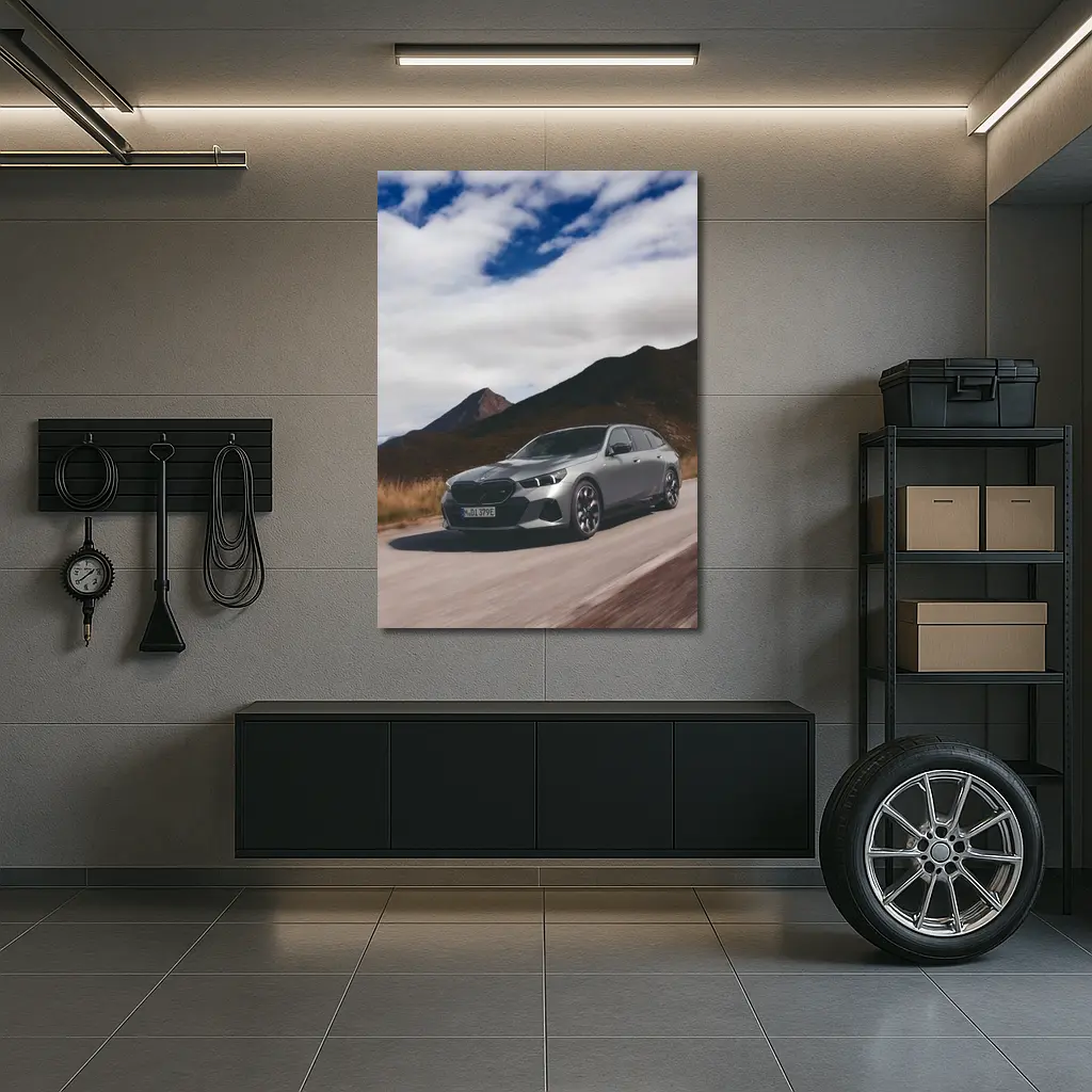 BMW i5 Touring Gray Mountain Road Drive – Wall Art