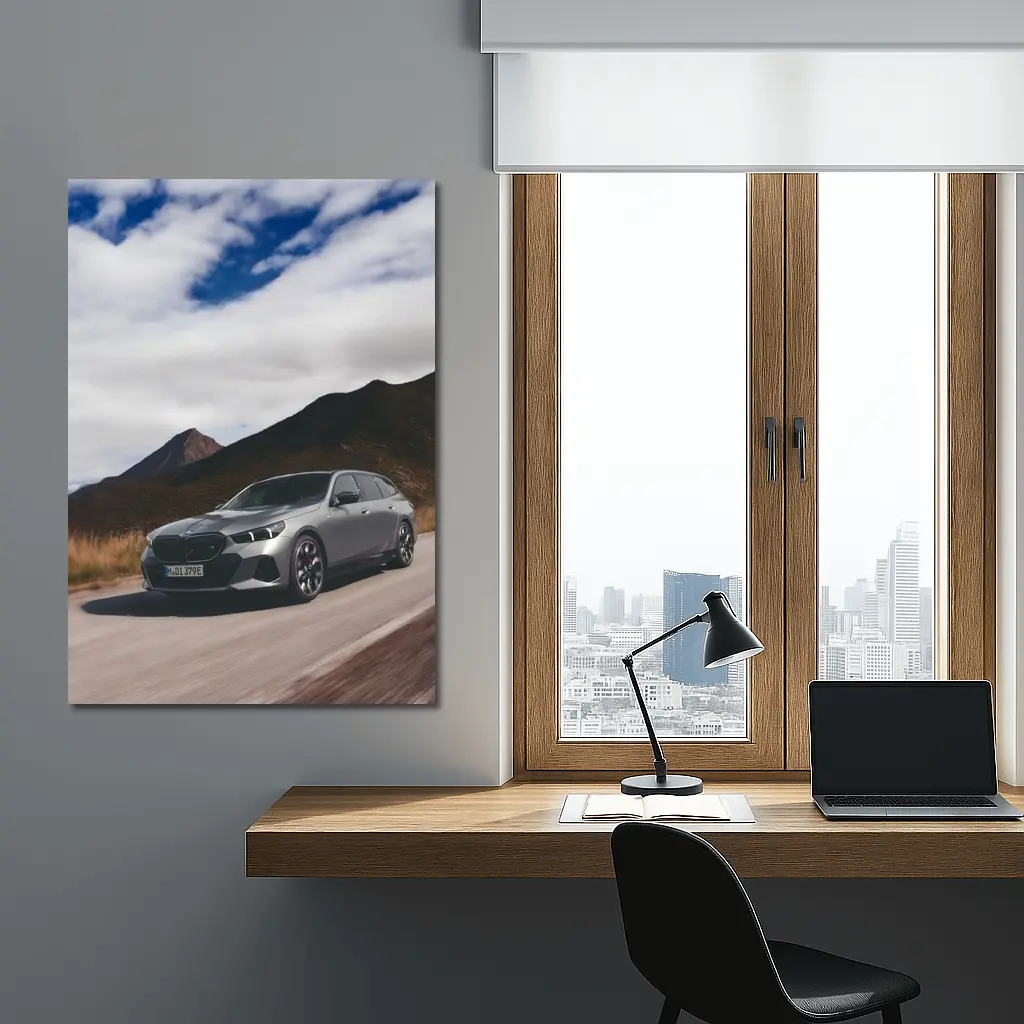 BMW i5 Touring Gray Mountain Road Drive – Wall Art