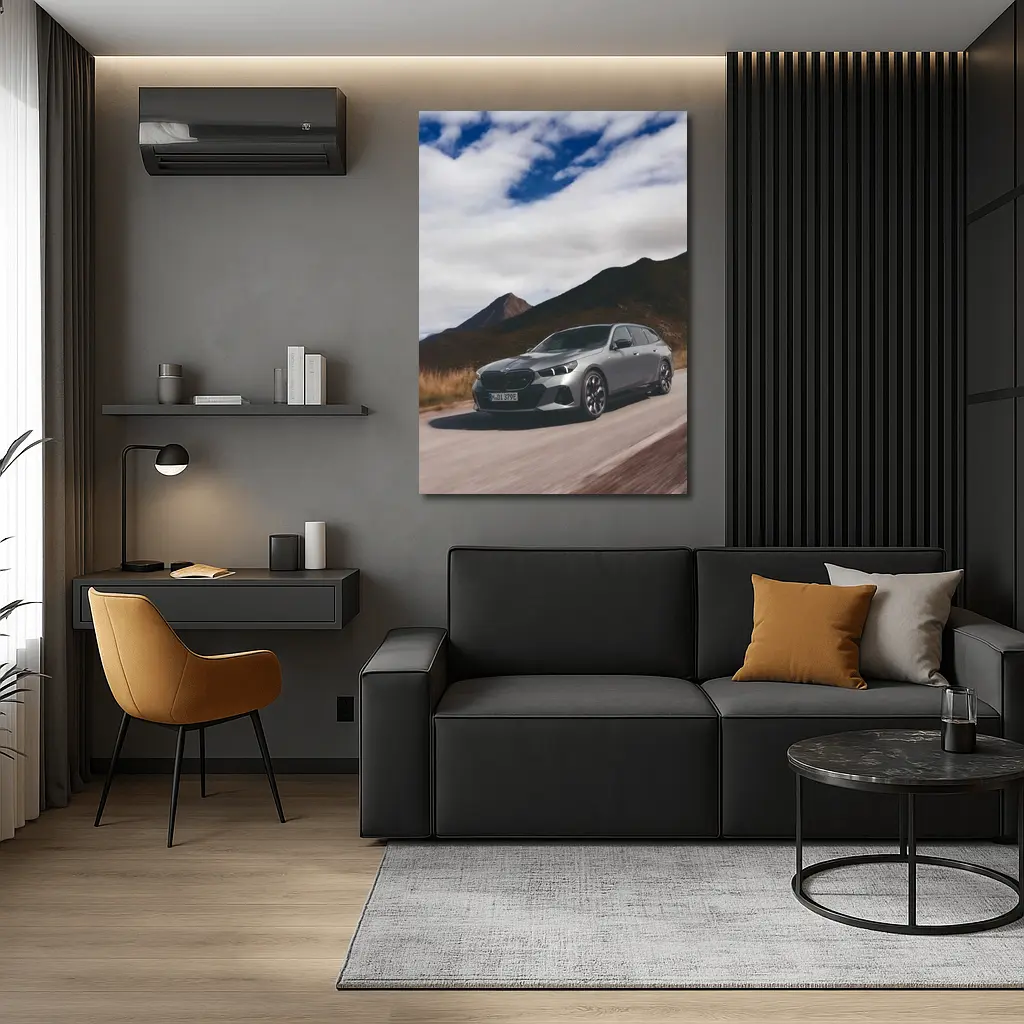BMW i5 Touring Gray Mountain Road Drive – Wall Art