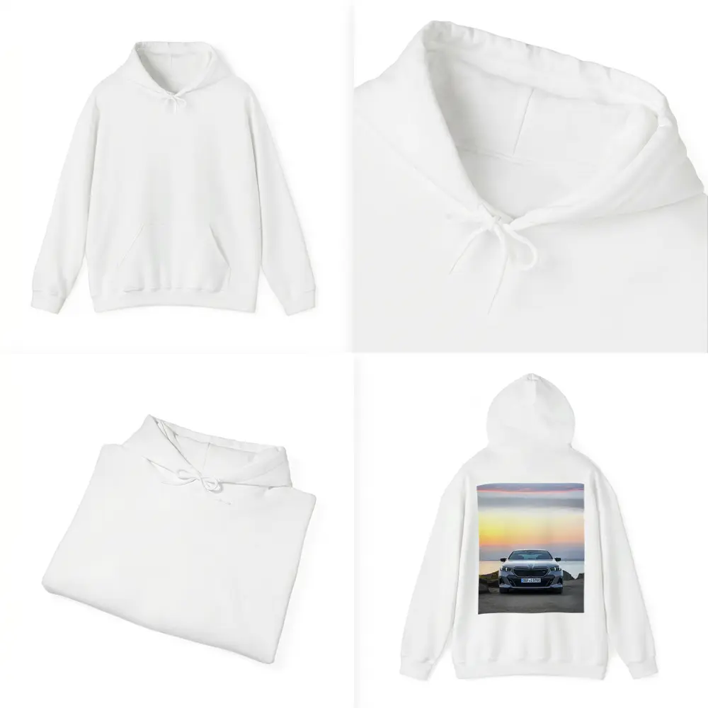 BMW i5 M60 Sunset Coastal Front View – Hoodies