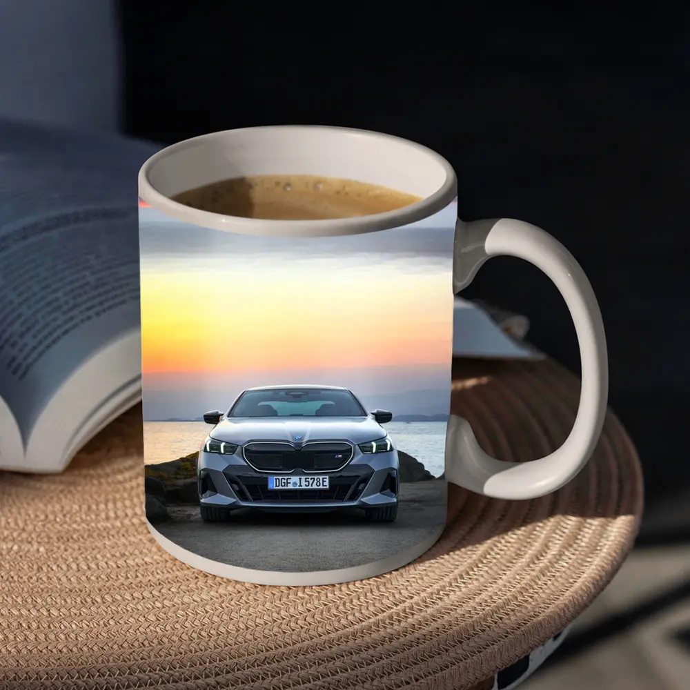 BMW i5 M60 Sunset Coastal Front View – Mugs