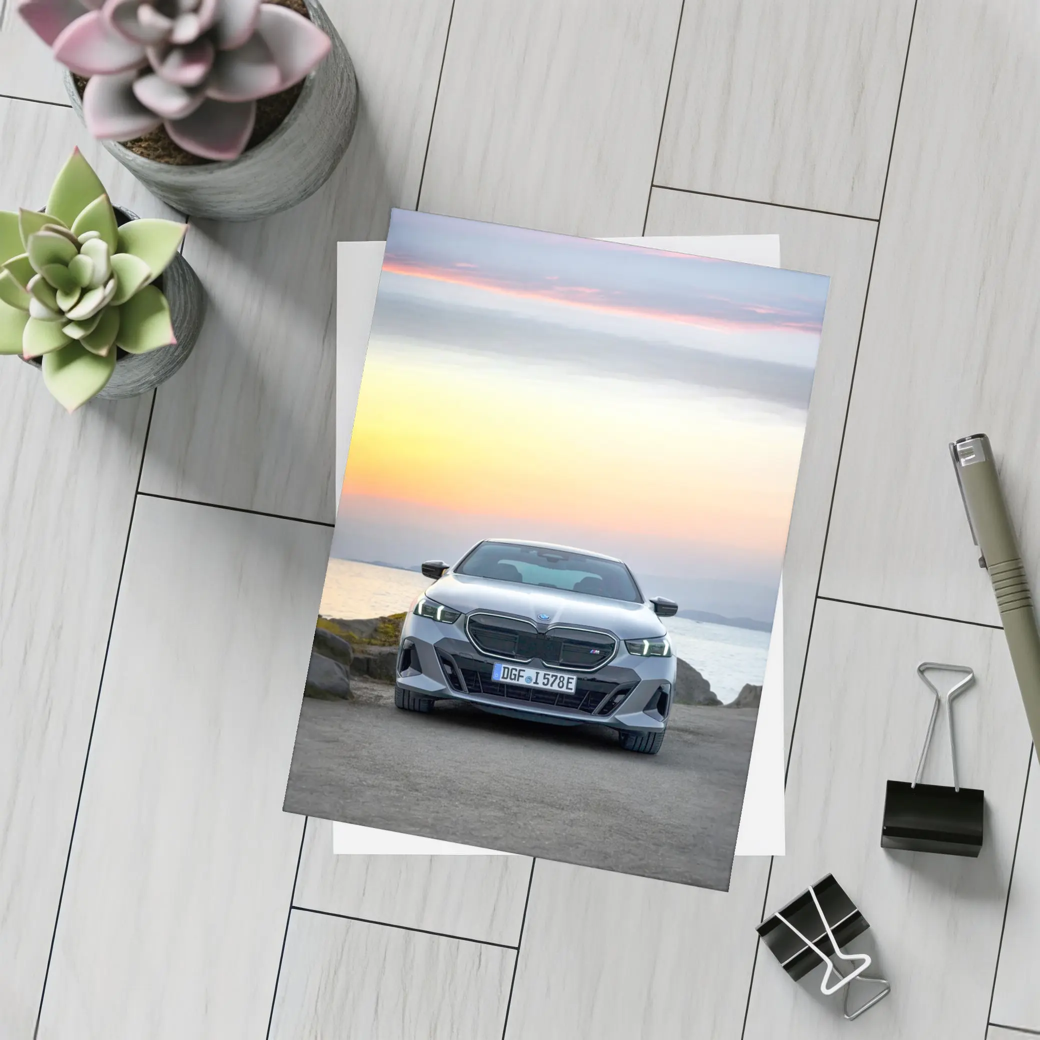 BMW i5 M60 Sunset Coastal Front View – Postcards