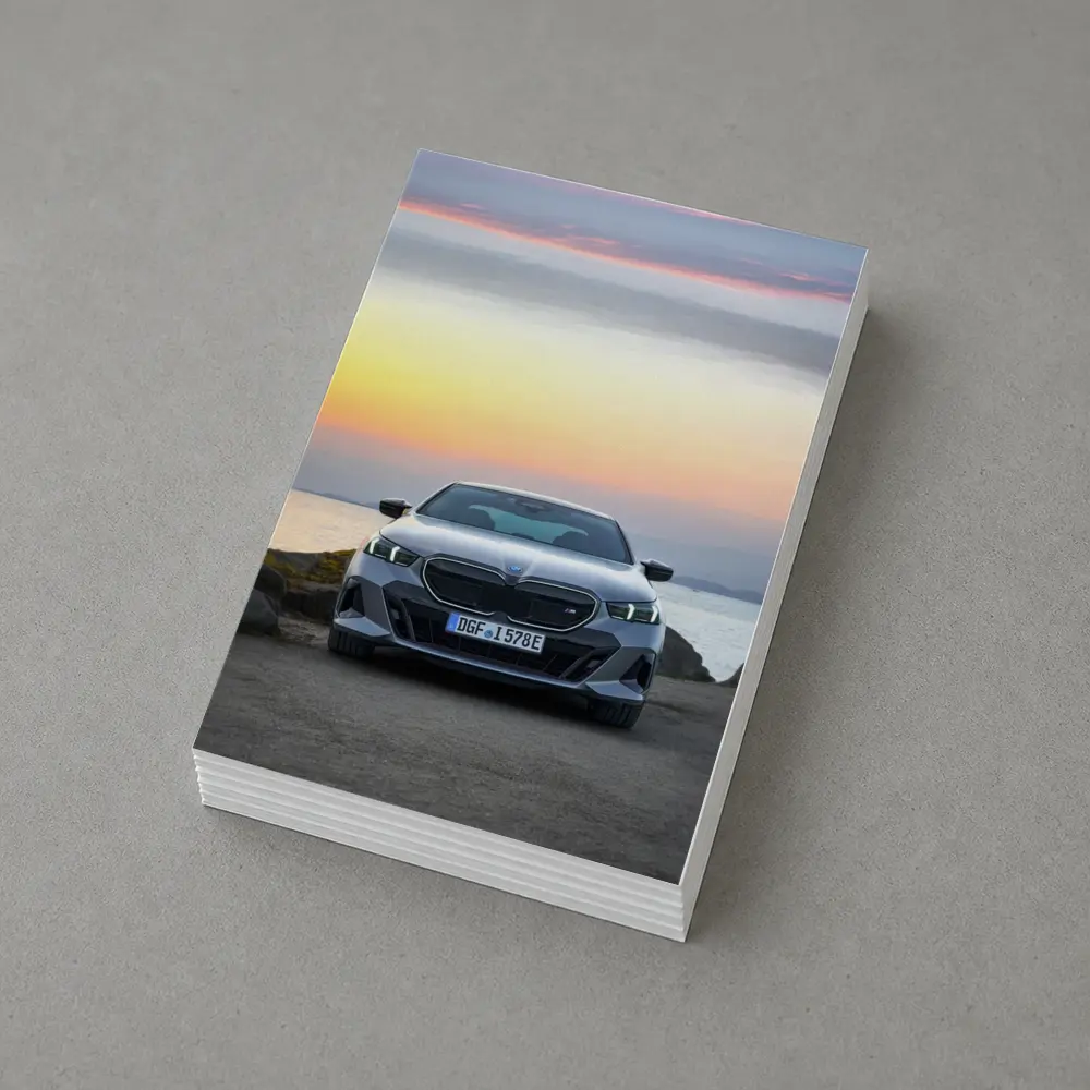 BMW i5 M60 Sunset Coastal Front View – Postcards
