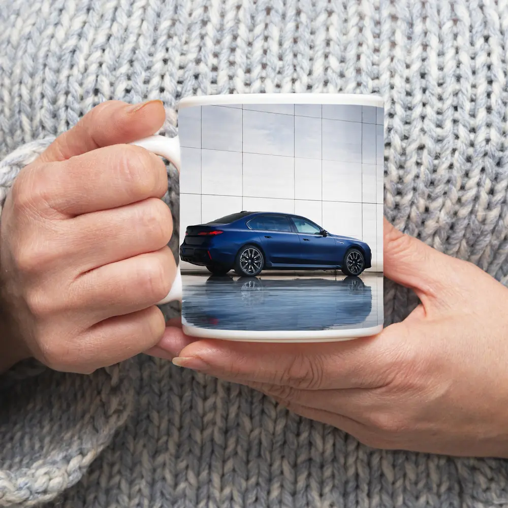 BMW i7 Blue Luxury Sedan Modern Wall – Mugs