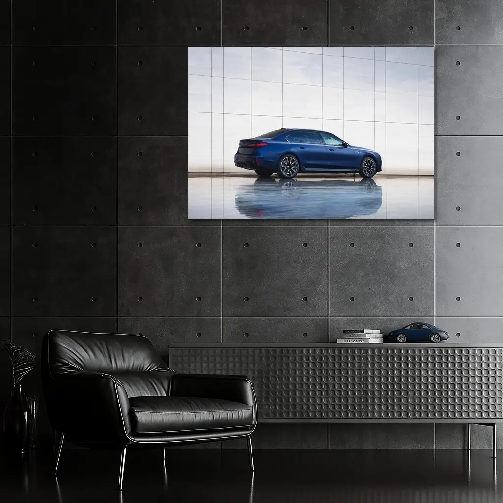 BMW i7 Blue Luxury Sedan Modern Wall – Wall Art