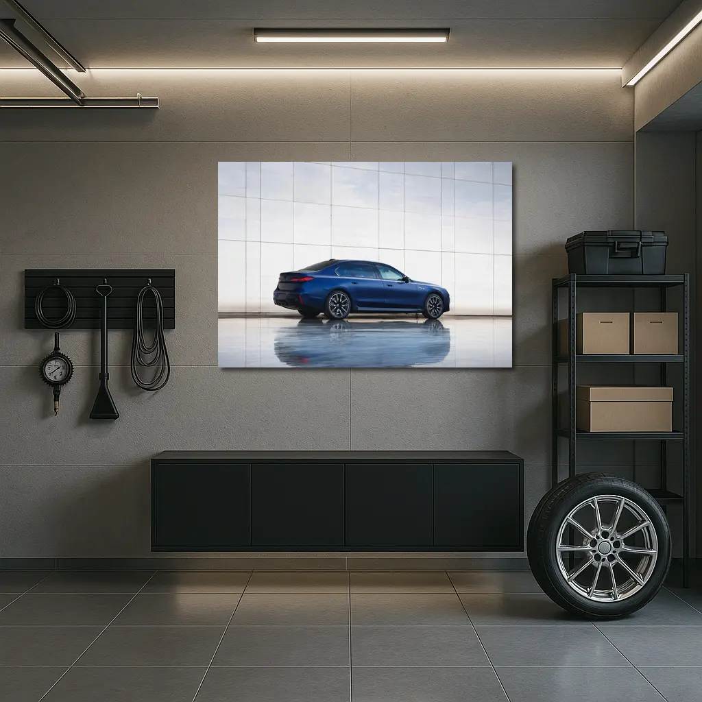 BMW i7 Blue Luxury Sedan Modern Wall – Wall Art