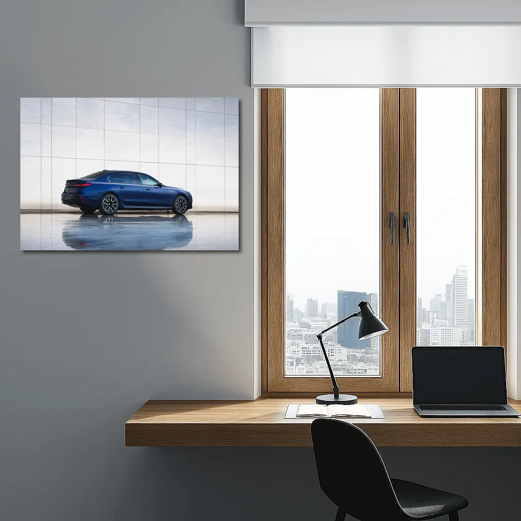 BMW i7 Blue Luxury Sedan Modern Wall – Wall Art