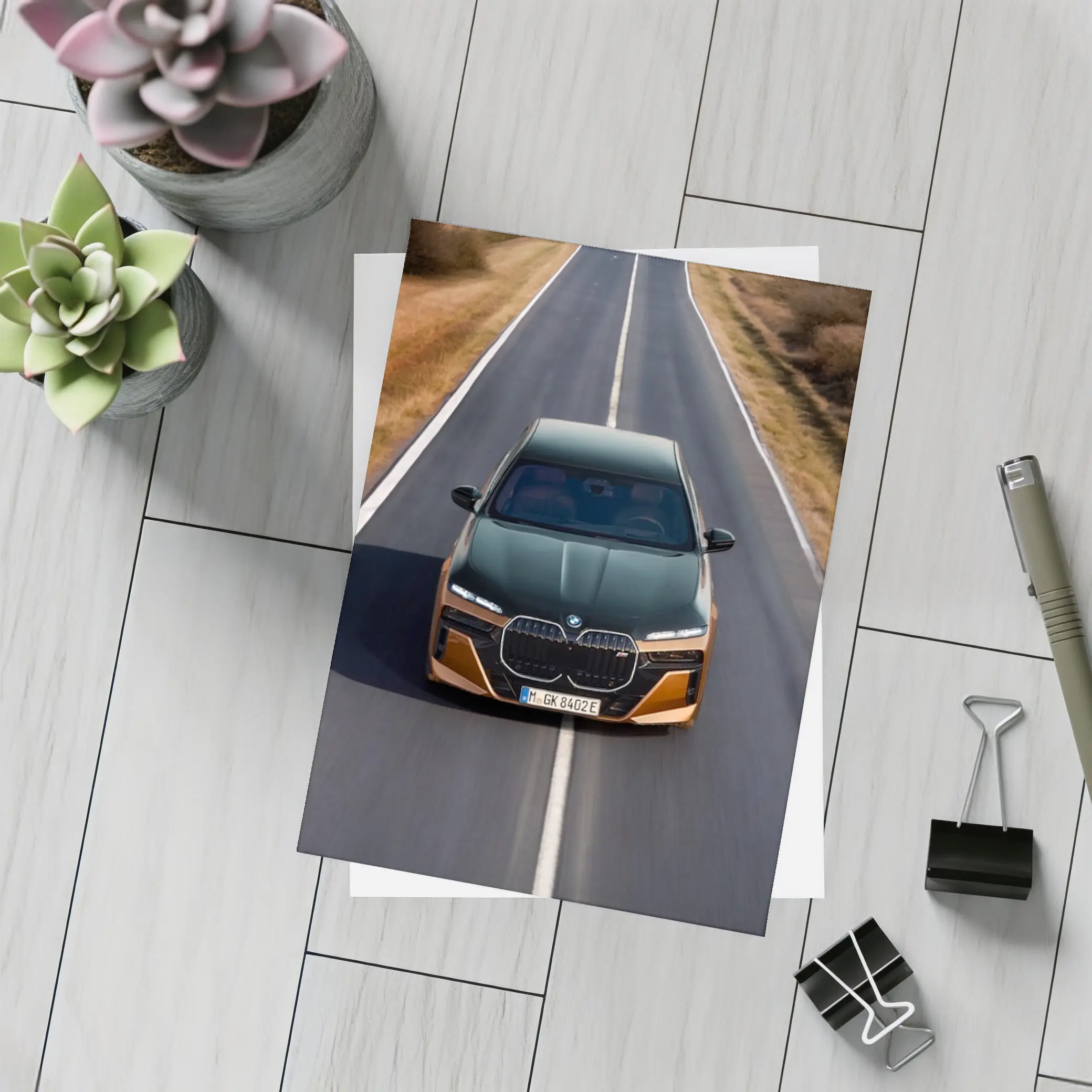 BMW i7 M70 Speeding Down Open Road – Postcards