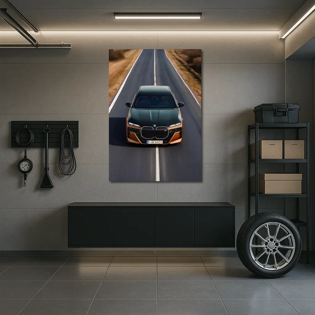 BMW i7 M70 Speeding Down Open Road – Wall Art