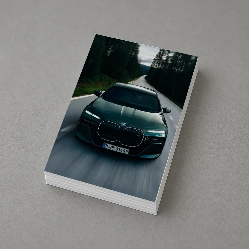 BMW i7 M70 Dark Green Forest Road – Postcards