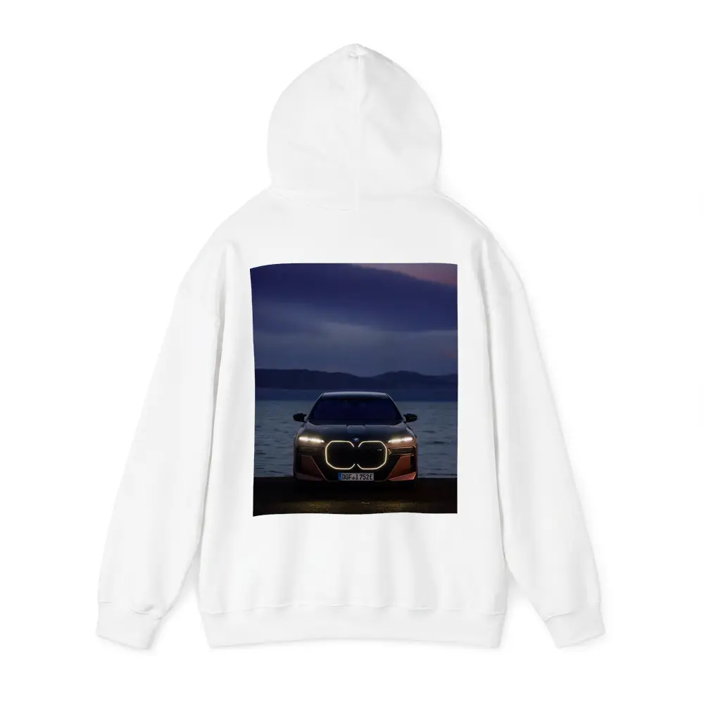 BMW i7 M70 Front View Dusk Lakeside – Hoodies