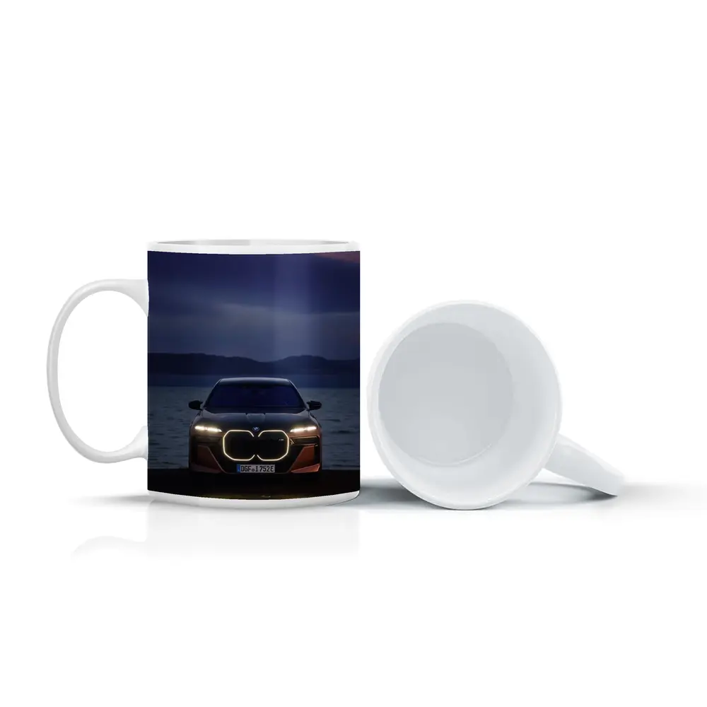 BMW i7 M70 Front View Dusk Lakeside – Mugs