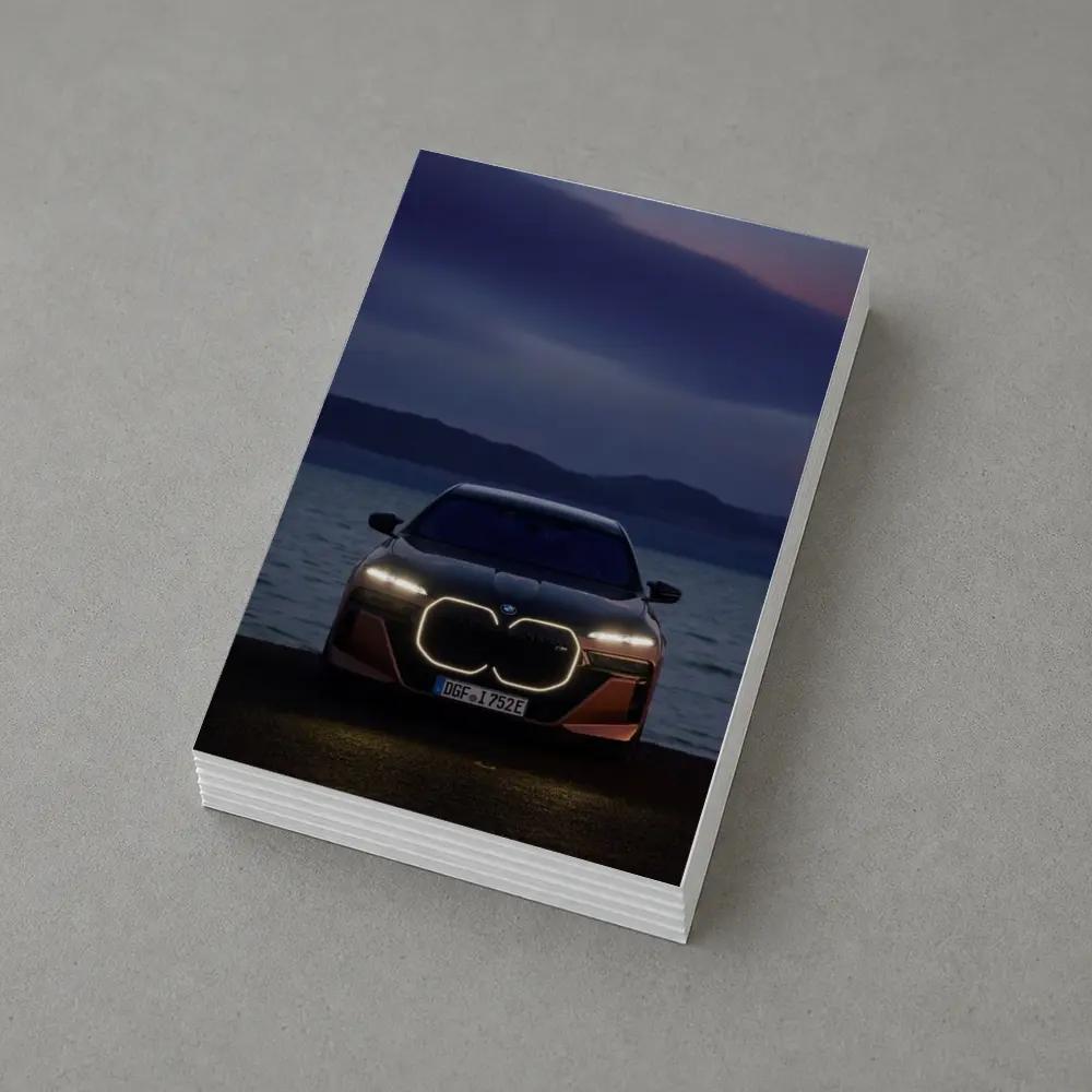 BMW i7 M70 Front View Dusk Lakeside – Postcards