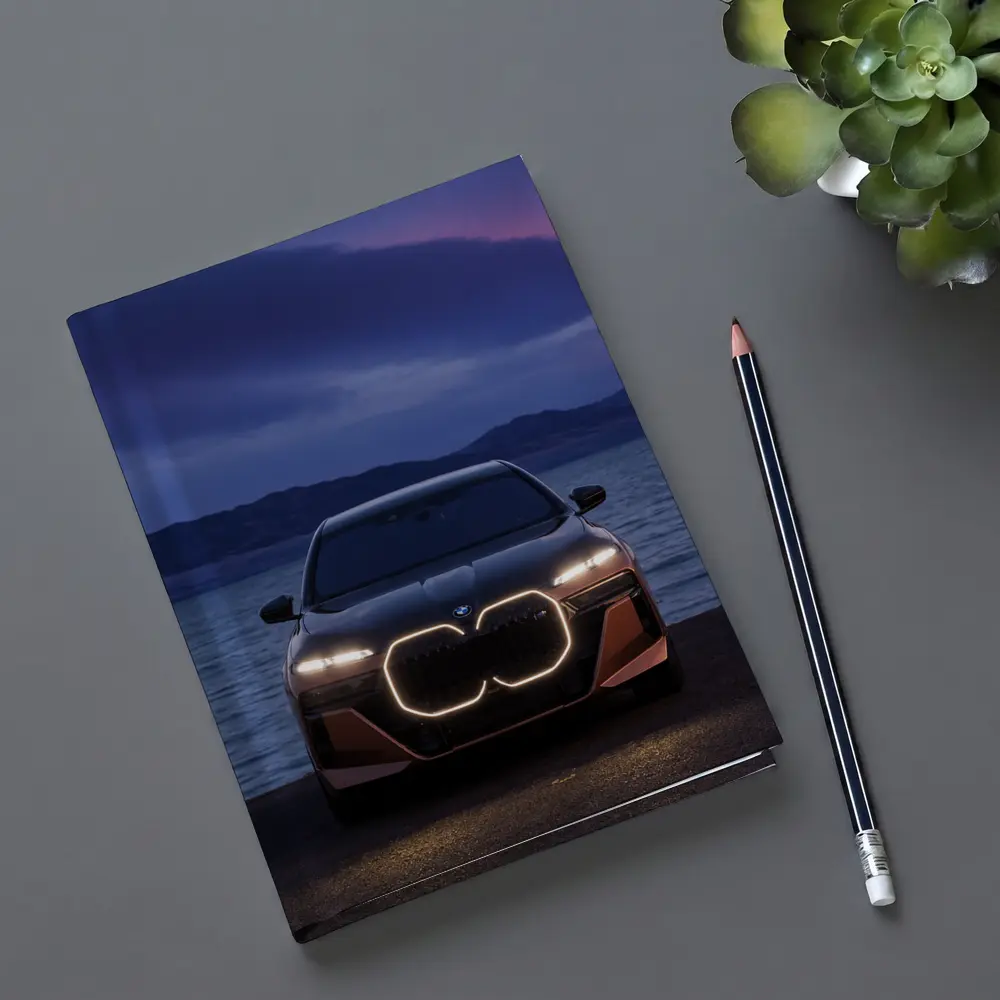 BMW iX Front View Dusk Lakeside – Notebooks