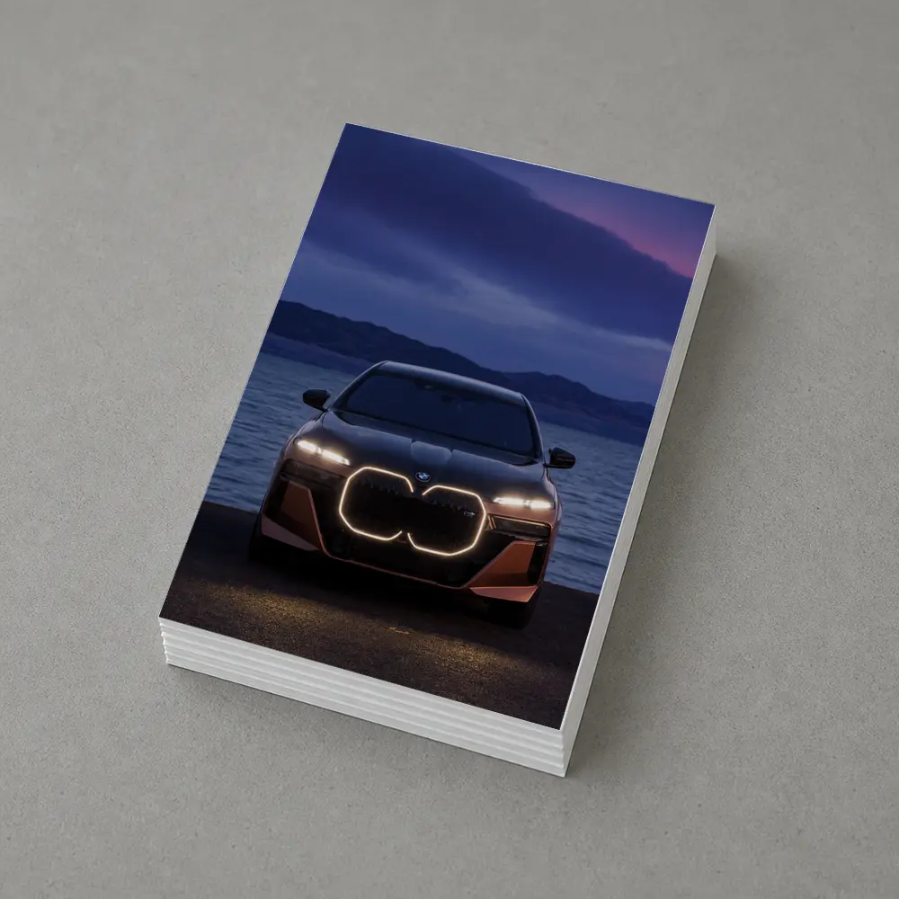 BMW iX Front View Dusk Lakeside – Postcards