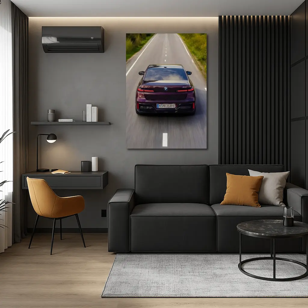 BMW i7 M70 xDrive Purple On Road – Wall Art