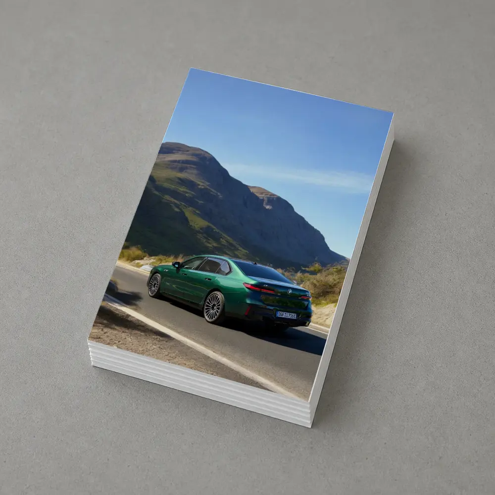 BMW i7 Green Sedan Mountain Road Drive – Postcards