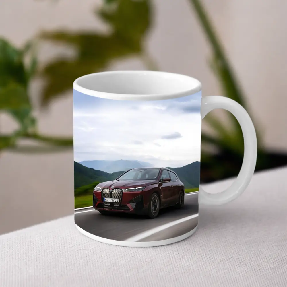 BMW iX Red SUV Mountain Road Drive – Mugs