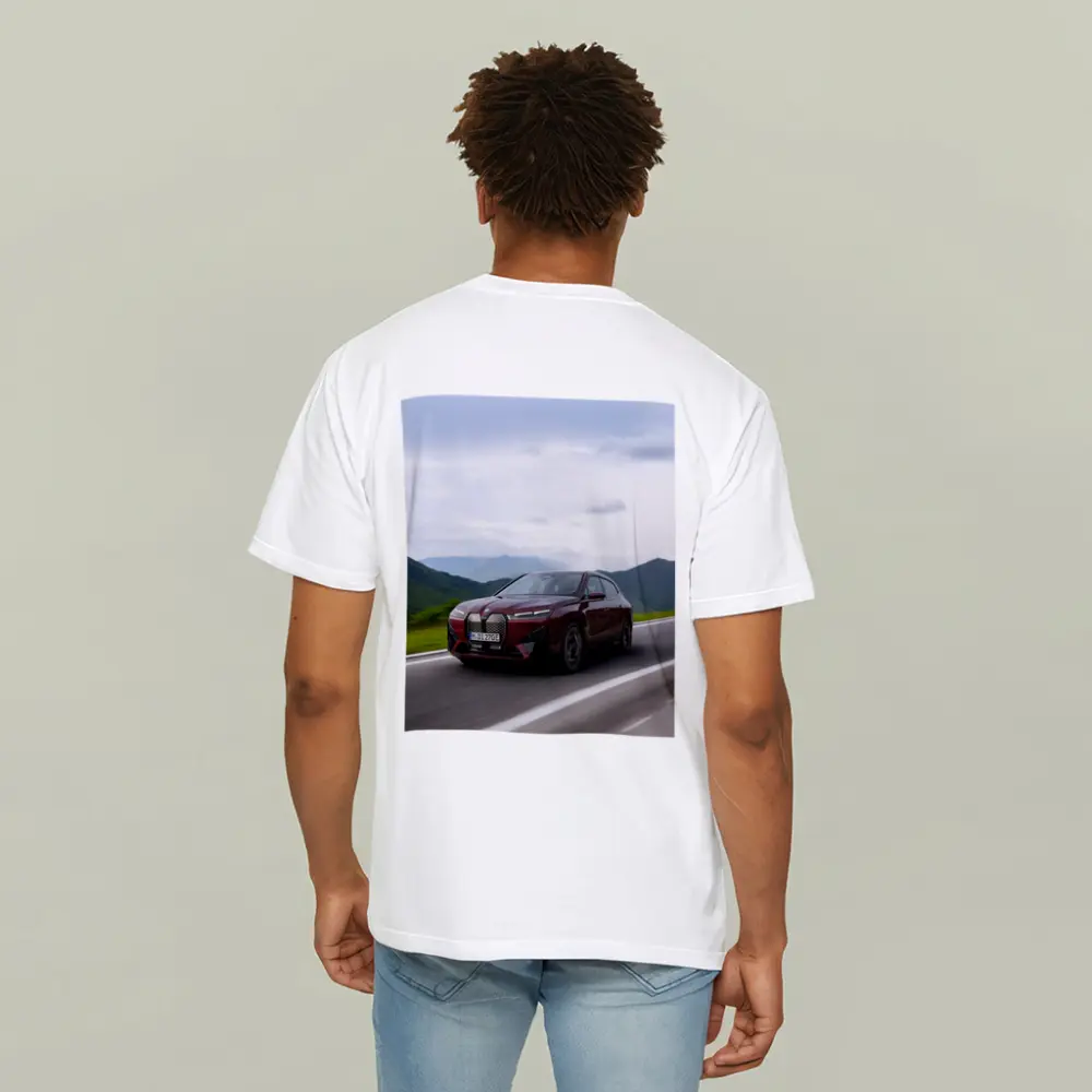 BMW iX Red SUV Mountain Road Drive – T-Shirts