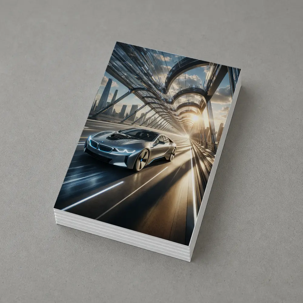 BMW i8 Racing Through Futuristic City Bridge – Postcards