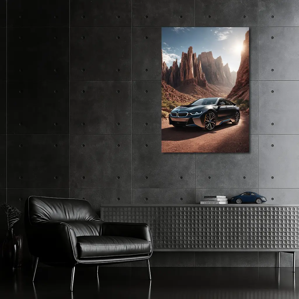 BMW i8 Parked in Red Rock Canyon – Wall Art
