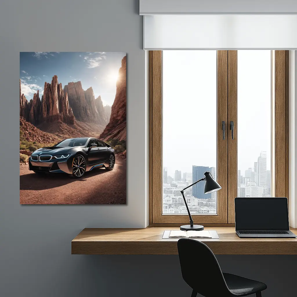BMW i8 Parked in Red Rock Canyon – Wall Art