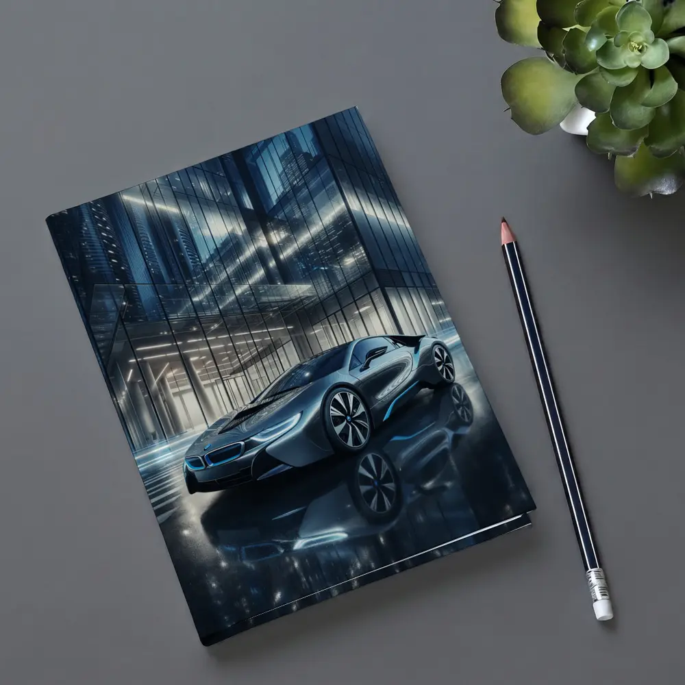 BMW i8 Parked Outside Glass City Building – Notebooks