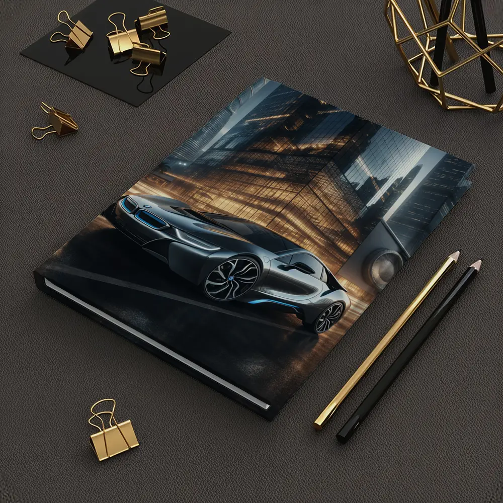 BMW i8 Parked Outside Futuristic Glass Skyscraper – Notebooks