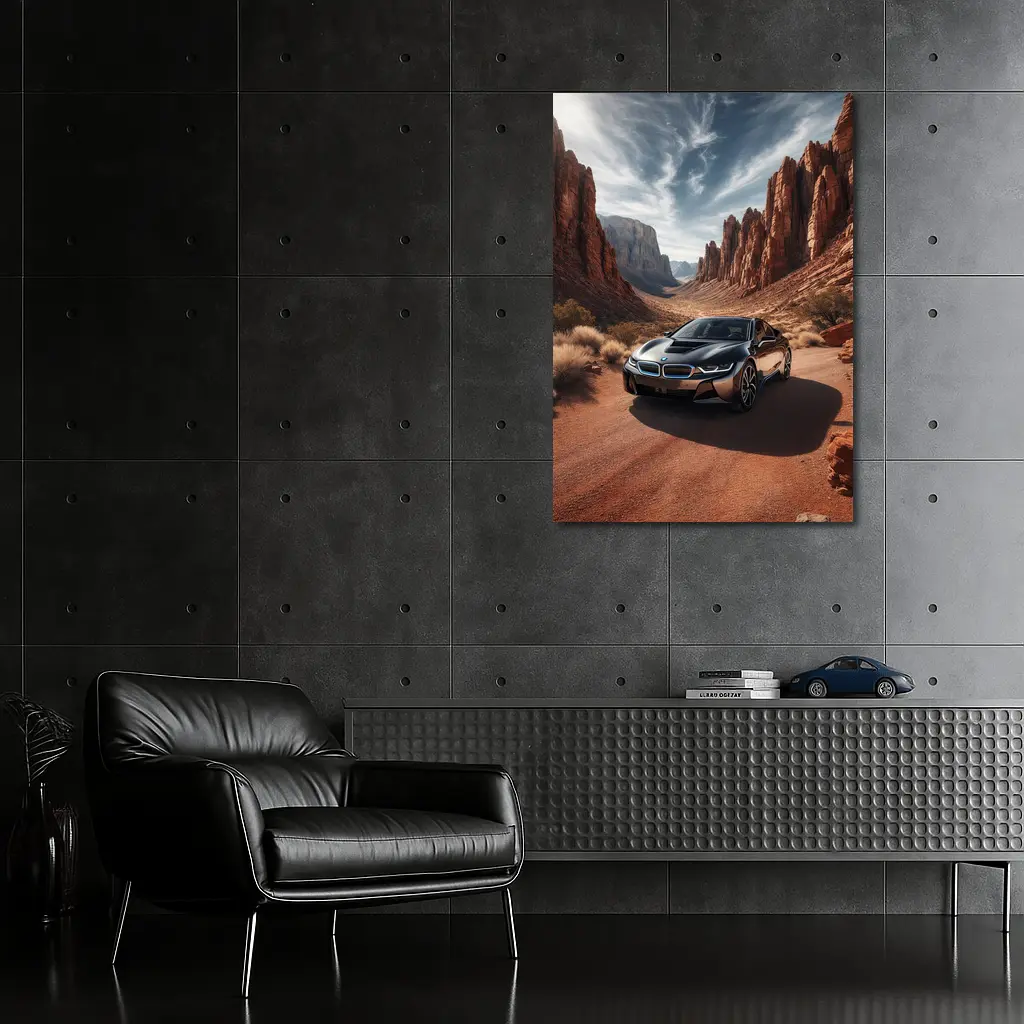 BMW i8 Parked in Red Rock Canyon – Wall Art