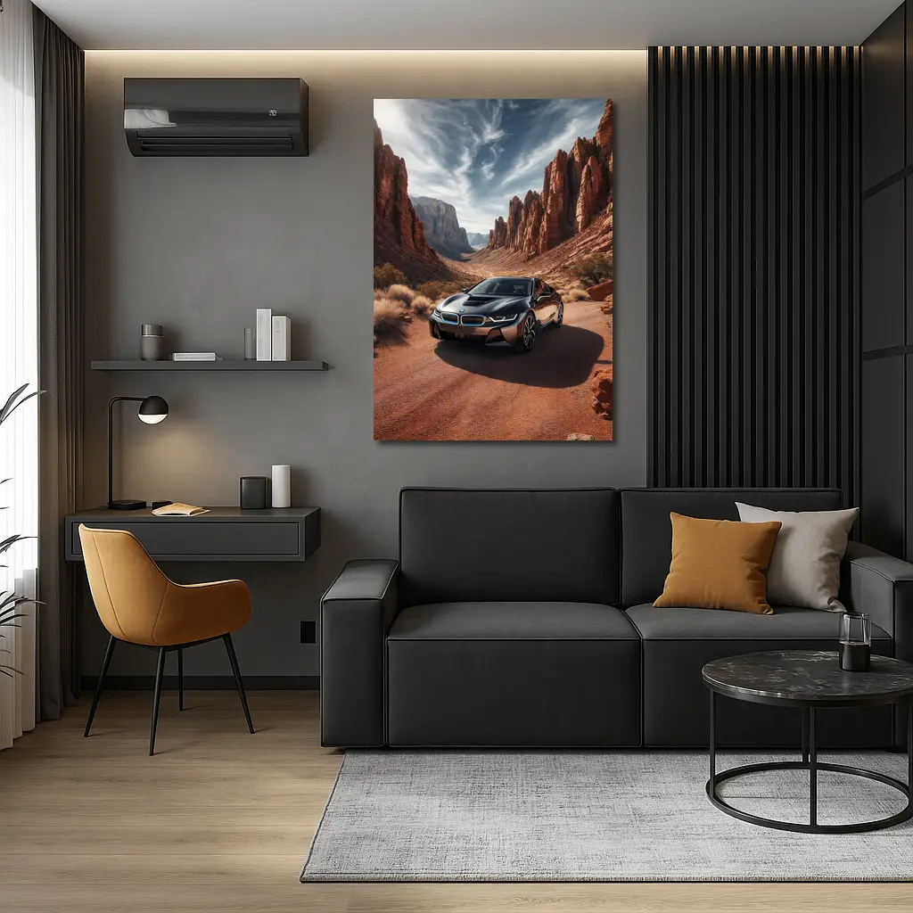 BMW i8 Parked in Red Rock Canyon – Wall Art