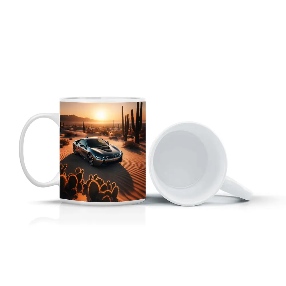 BMW i8 Parked in Desert at Sunset – Mugs