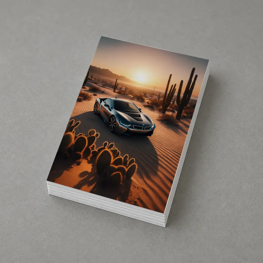 BMW i8 Parked in Desert at Sunset – Postcards