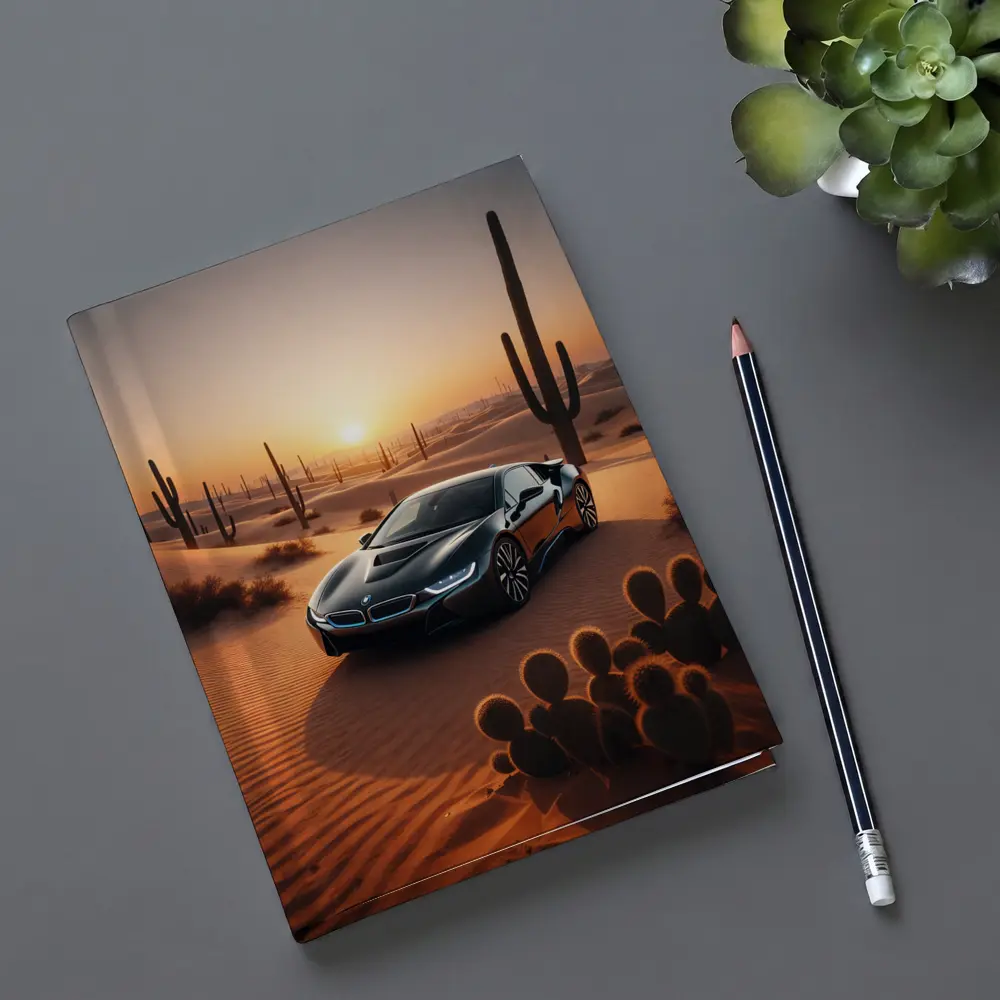 BMW i8 Parked in Desert at Sunset – Notebooks