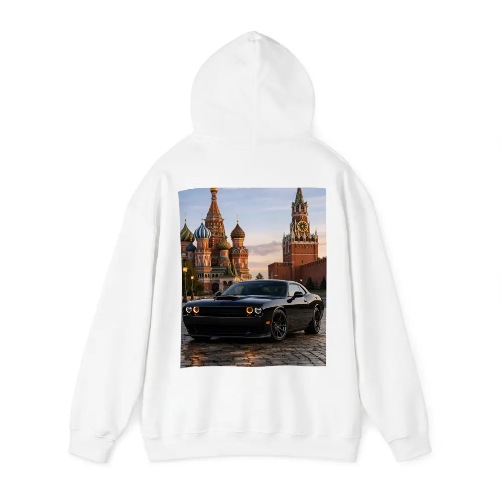Dodge Challenger Black at Red Square Moscow – Hoodies