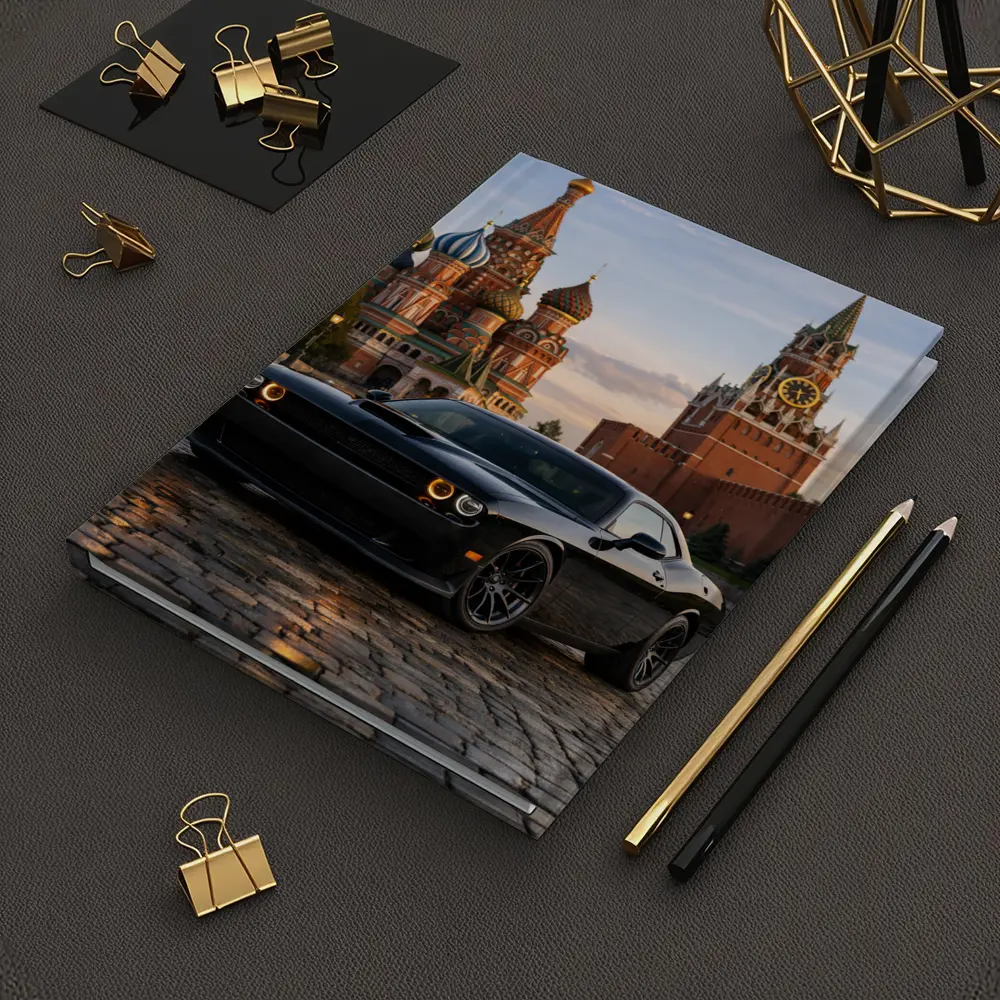 Dodge Challenger Black at Red Square Moscow – Notebooks