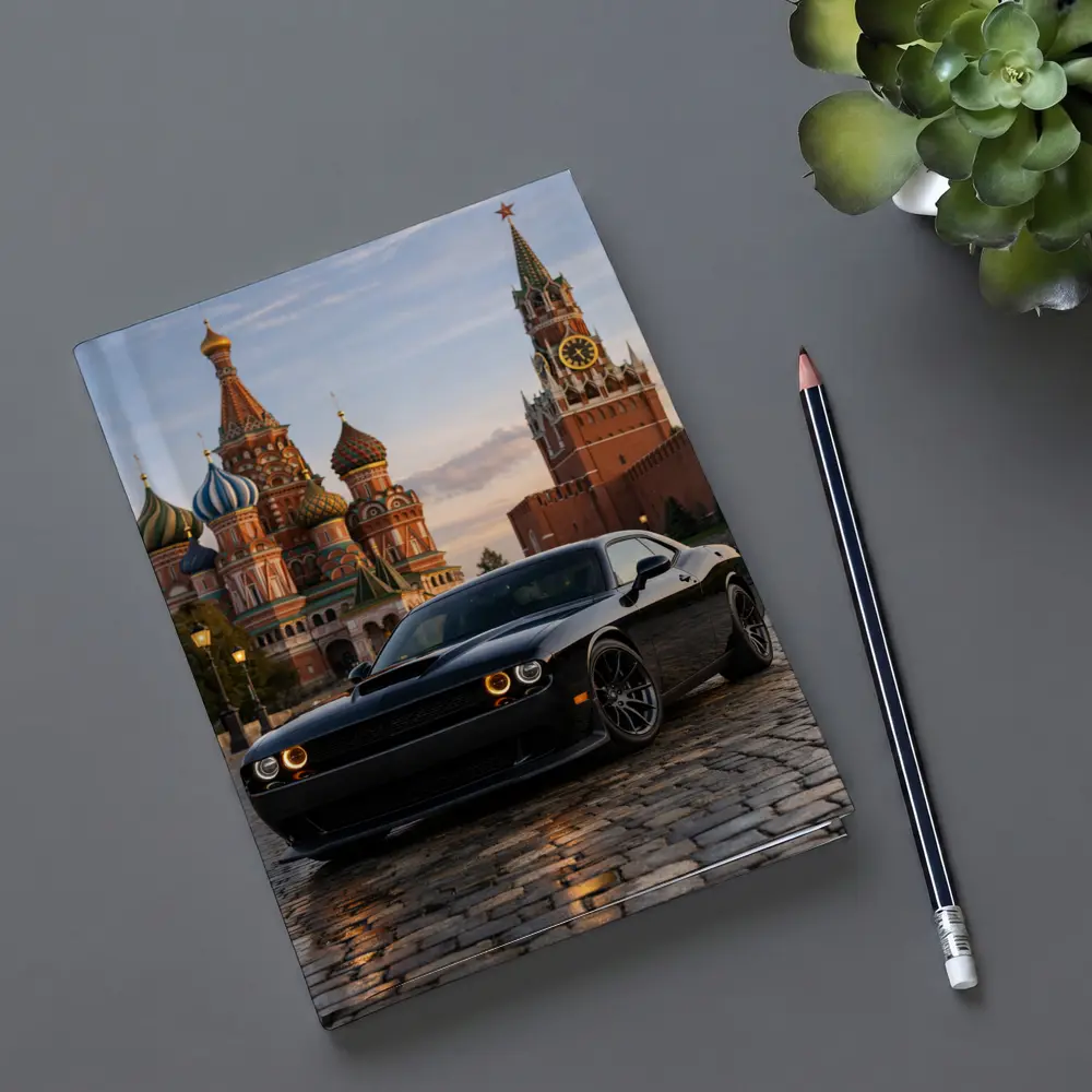 Dodge Challenger Black at Red Square Moscow – Notebooks