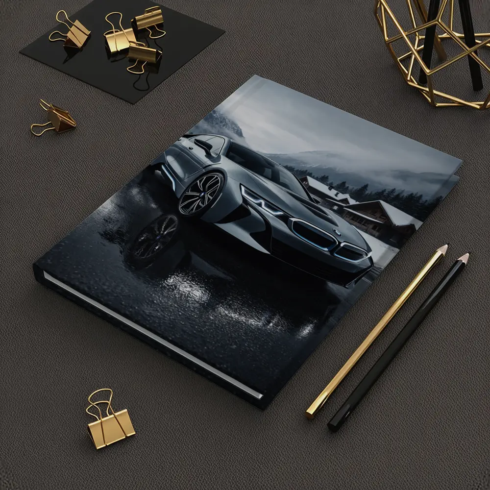 BMW i8 Parked on Wet Winter Road – Notebooks