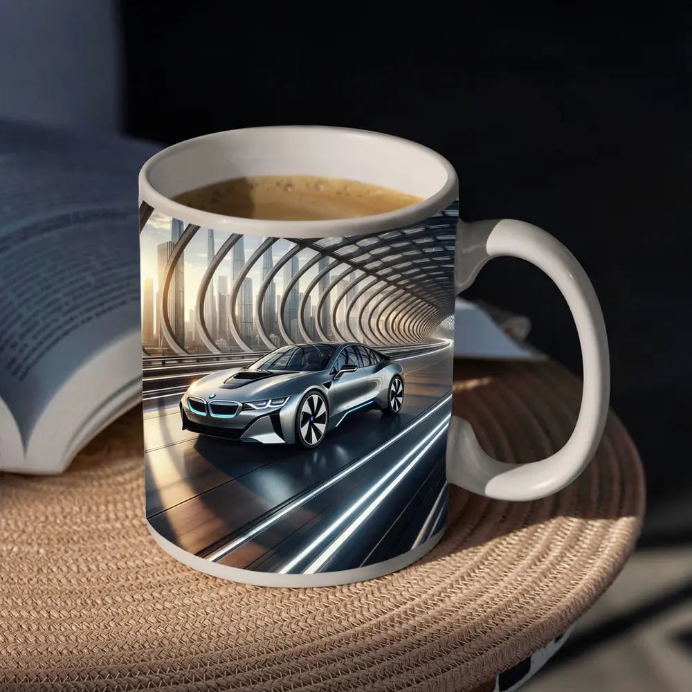 BMW i8 Driving Through Futuristic Glass Tunnel – Mugs