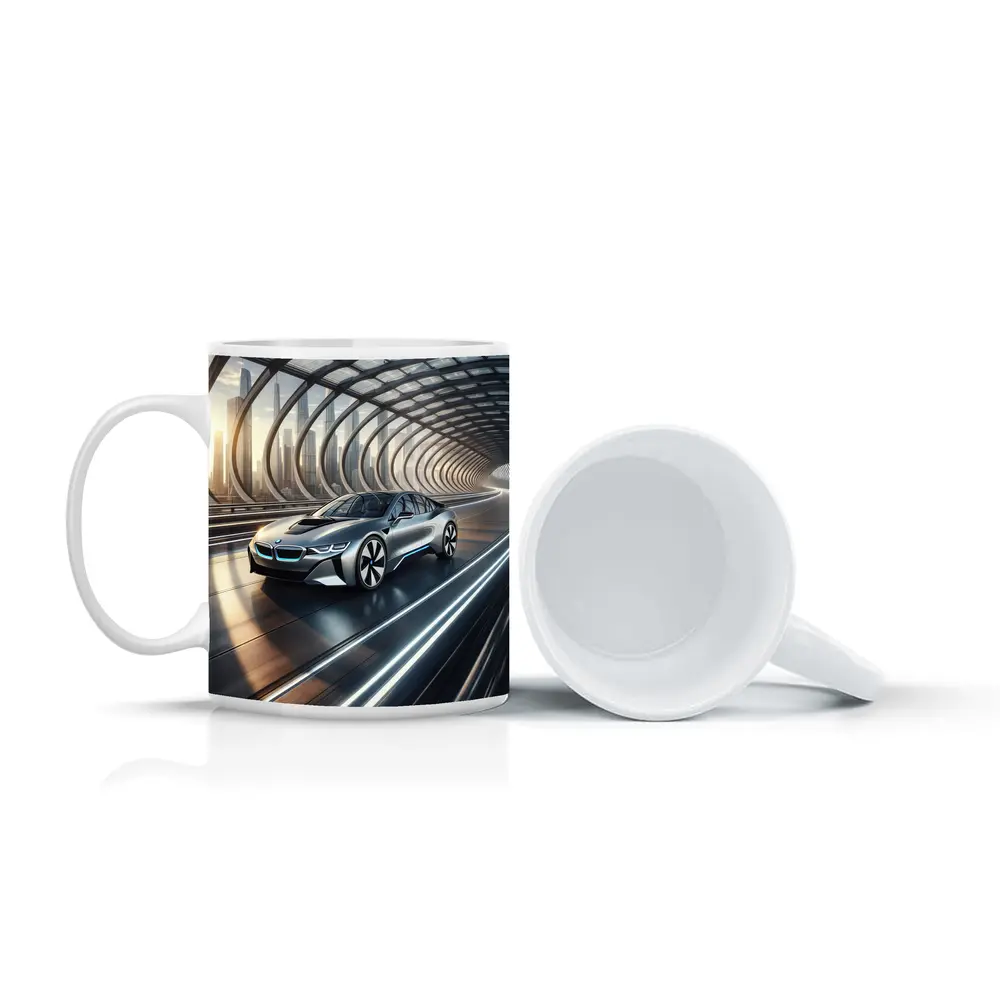 BMW i8 Driving Through Futuristic Glass Tunnel – Mugs