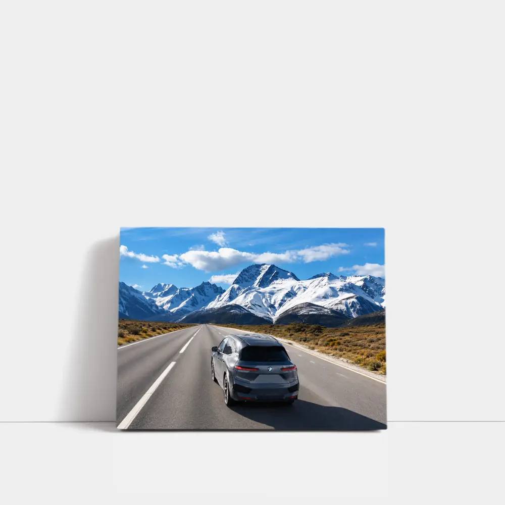 BMW iX SUV on Mountain Road – Wall Art