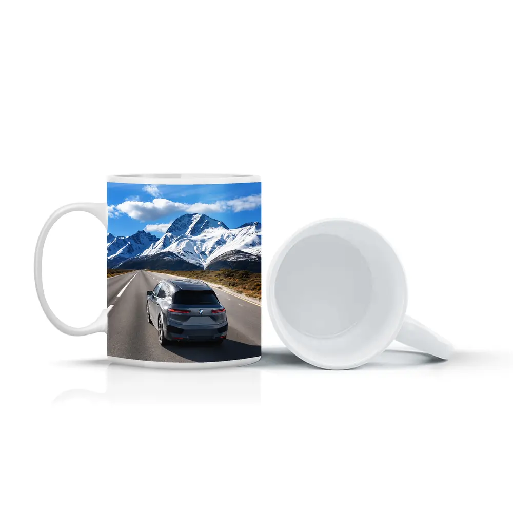 BMW iX SUV on Mountain Road – Mugs