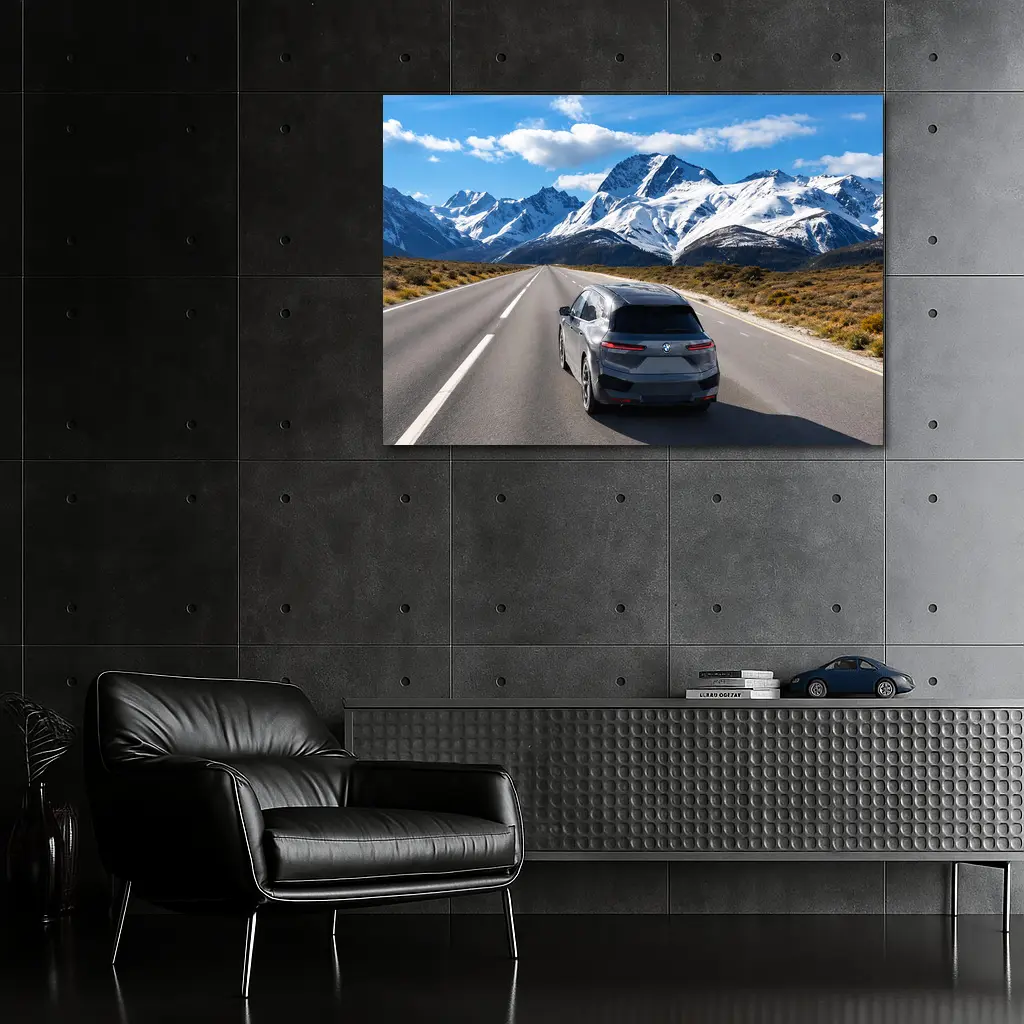 BMW iX SUV on Mountain Road – Wall Art