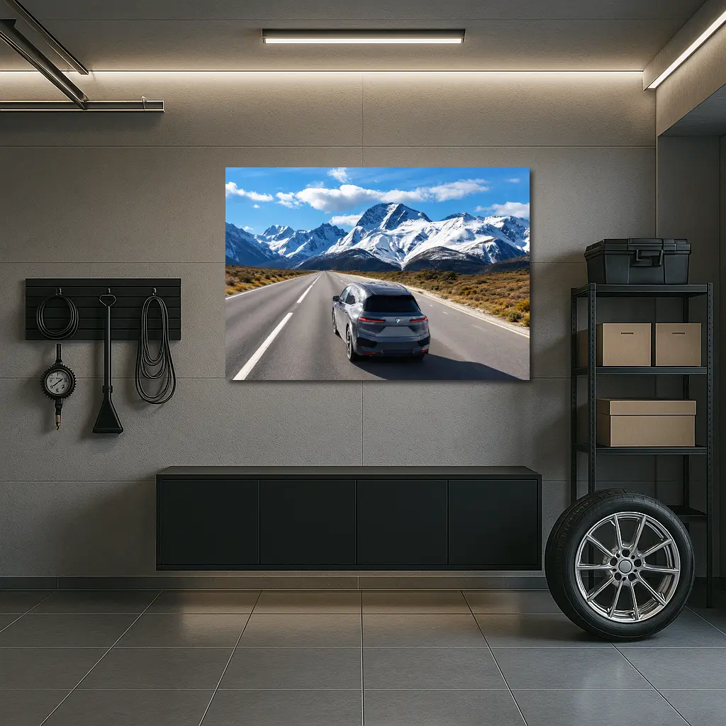 BMW iX SUV on Mountain Road – Wall Art